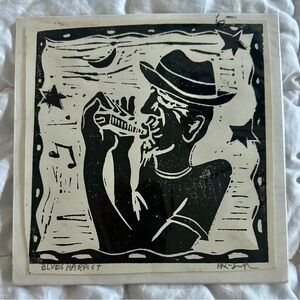 Blues Harmonica Player Art Print